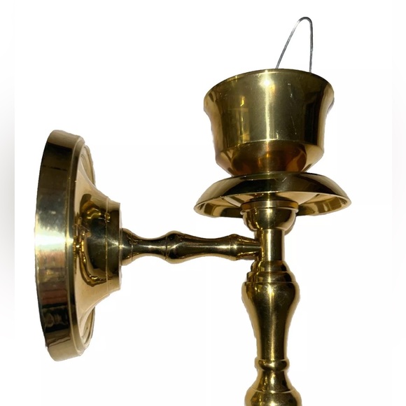 Vintage Brass Wall Sconce Candle Holders Gold Tone Elegant Regency - Picture 4 of 8